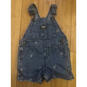 Vintage 90s OshKosh B’gosh Nautical Anchor Denim Vestbak 18M Toddler Overalls